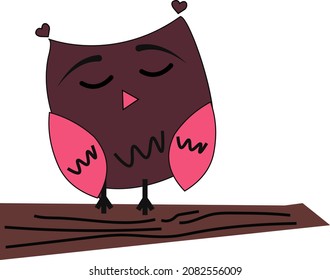 Búho durmiente, ilustración, vector, sobre un fondo blanco.