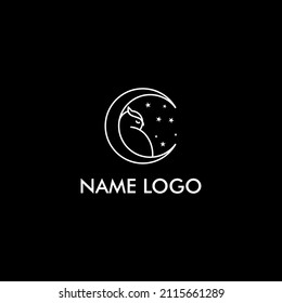 vector de diseño de logotipo de estilo de línea de búho de dormir