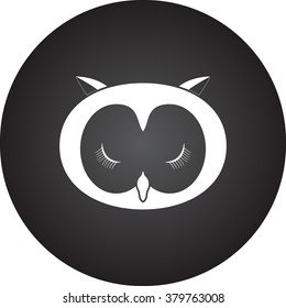 Sleeping owl simple icon on colorful round background
