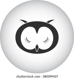 Sleeping owl simple icon on  round background