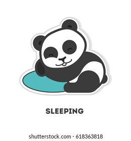 Sleeping panda bear. Isolated cute sticker on white background.