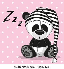 Sleeping panda in a cap