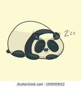 Panda durmiente. Oso de peluche vectorial para diseño o impresión textil