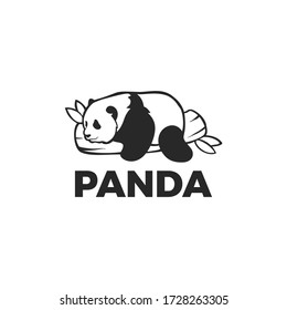 Sleeping panda hand drawn logo template