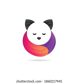 logotipo de panda dormido, logo de panda colorido