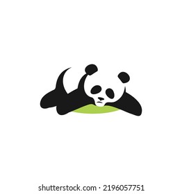 Sleeping Panda Logo design. Animal wildlife vector Illustration.