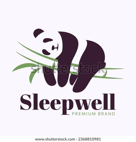 Sleeping panda logo design with minimal negative space concept