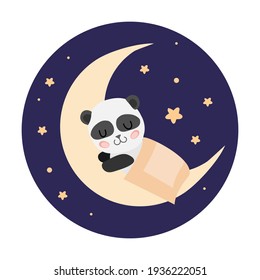 
sleeping panda on the moon