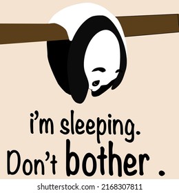 Sleeping panda on the tree. Cartoon, greating card. I'm sleeping. Don't bother