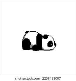 sleeping panda in pixel art style