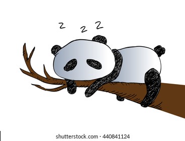 Sleeping panda. Sketchy style.