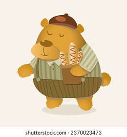 Sleeping Papa Bear.Kids Vector Fairy tales characters.