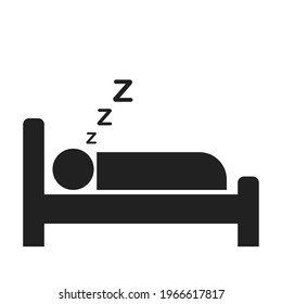 Sleeping person icon with zzz sleep wave. Hotel icon isolated on white background. Vector illustration