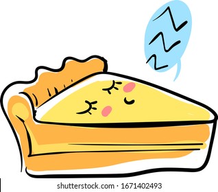 Sleeping pie, illustration, vector on white background.