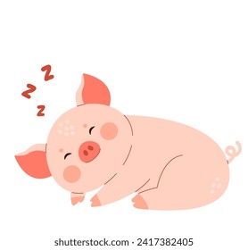 sleeping pig on a white background. sleeping  baby pig