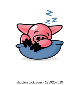 Sleeping Pig Vector Drawing