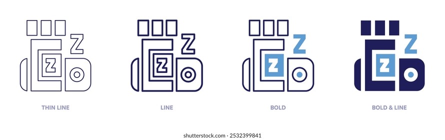 Sleeping pill icon in 4 different styles. Thin Line, Line, Bold, and Bold Line. Duotone style. Editable stroke.