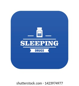 Sleeping pill icon blue vector isolated on white background