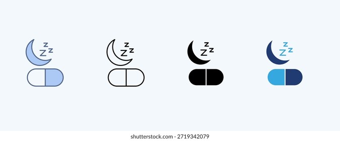 Vector de ilustración de ícono múltiple de píldora para dormir