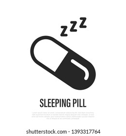 Sleeping pill thin line icon. Vector illustration of insomnia treatment.