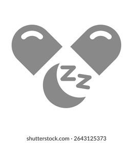 Sleeping pill vector icon. Sedative drug or medicine capsule for good night sleep.