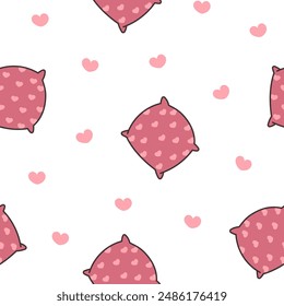 Almohada de dormir con decoración. Patrón sin costuras. Textil interior. Estilo dibujado a mano. Dibujo de Vector. Diseñar adornos.