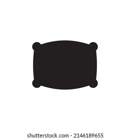Icono de almohada durmiente en glifo plano negro, estilo relleno aislado en fondo blanco