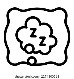 Vector de contorno de icono de almohada con sueño. Insomnio de sueño. Noche de persona