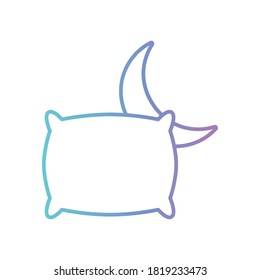 sleeping pillow and moon gradient style icon design, insomnia sleep and night theme Vector illustration