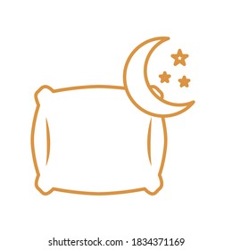 sleeping pillow with moon and stars line style icon design, insomnia sleep and night theme Vector illustration