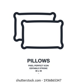 Sleeping pillows set editable stroke outline icon isolated on white background vector illustration. Pixel perfect. 48 x 48.