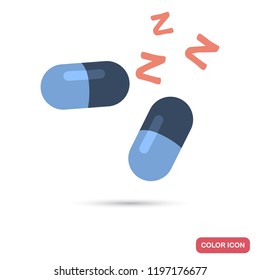 Sleeping pills capsules color flat icon