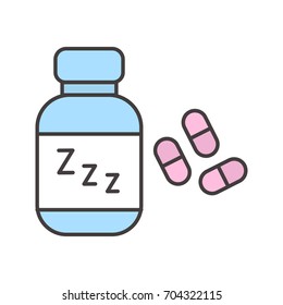 Sleeping pills color icon. Soporific. Isolated vector illustration