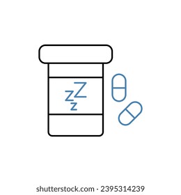 Sleeping pills concept line icon. Simple element illustration. Sleeping pills concept outline symbol design.
