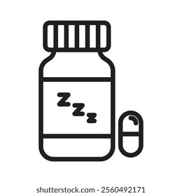 Sleeping pills icon Black and white logo