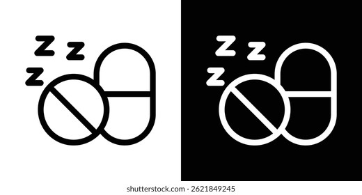 pílulas para dormir ícone conceito traçado no fundo branco