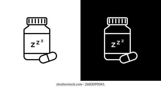 Sleeping pills icon in editable stroke. EPS 10 vector illustration.