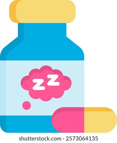 Sleeping Pills Icon Flat Vector Illustration