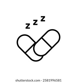 sleeping pills icon Flat vector set outline