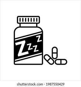 Sleeping Pills Icon, Hypnotic, Soporific Drug Icon Vector Art Illustration