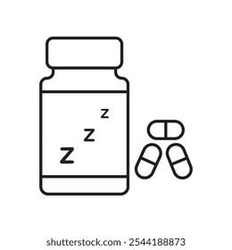 Ícone de pílulas para dormir. Ícone de vetor isolado.