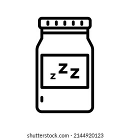 Sleeping Pills Icon. Line Art Style Design Isolated On White Background