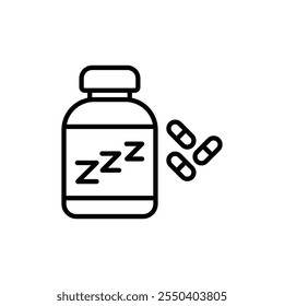 Sleeping pills icon linear logo isolated