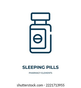Sleeping pills icon. Linear vector illustration from pharmacy elements collection. Outline sleeping pills icon vector. Thin line symbol for use on web and mobile apps, logo, print media.