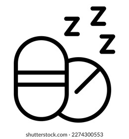 Sleeping pills icon outline vector. Sleep disorder. Sad rest