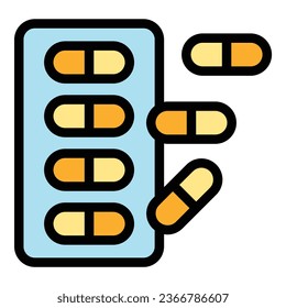 Sleeping pills icon outline vector. Adult dream. Insomnia sleep color flat