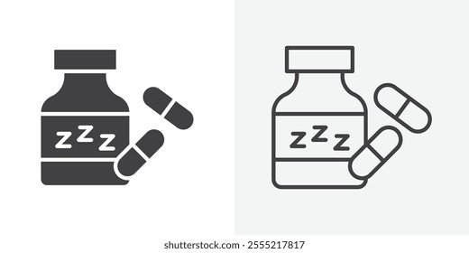 Sleeping pills icon. outlined vector style.