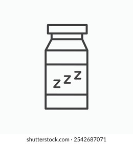 Sleeping pills icon in thin black lines