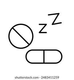 Ícono de pastillas para dormir en Diseño gráfico de Ilustración vectorial de estilo de línea delgada 