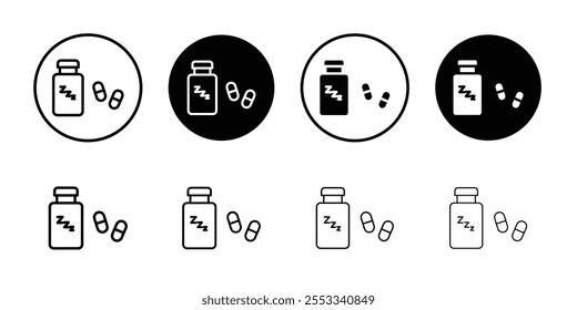 Schlaftabletten Symbol Dünne Linie, Vektorgrafik-Set